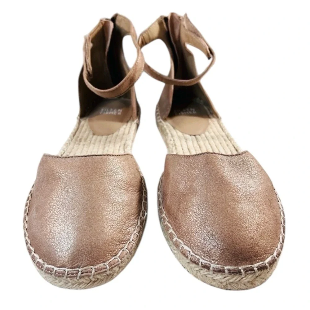 Eileen Fisher Lala Espadrille Flat Sandal, Leather, Metallic Tan,‎ Size 8.5